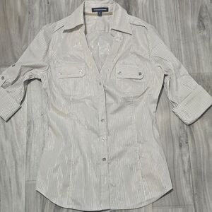Express Beige Striped Shirt